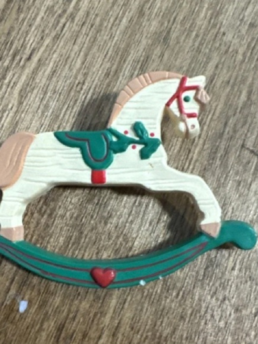 Whimsical White and Teal Rocking Horse Accent - Home Games Outdoor Games